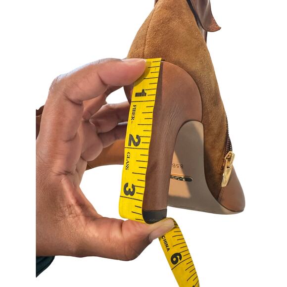 Lauren Ralph Lauren Breanne Ankle Boots 8.5B Brown Leather Suede Block Heel Bow - Picture 9 of 11